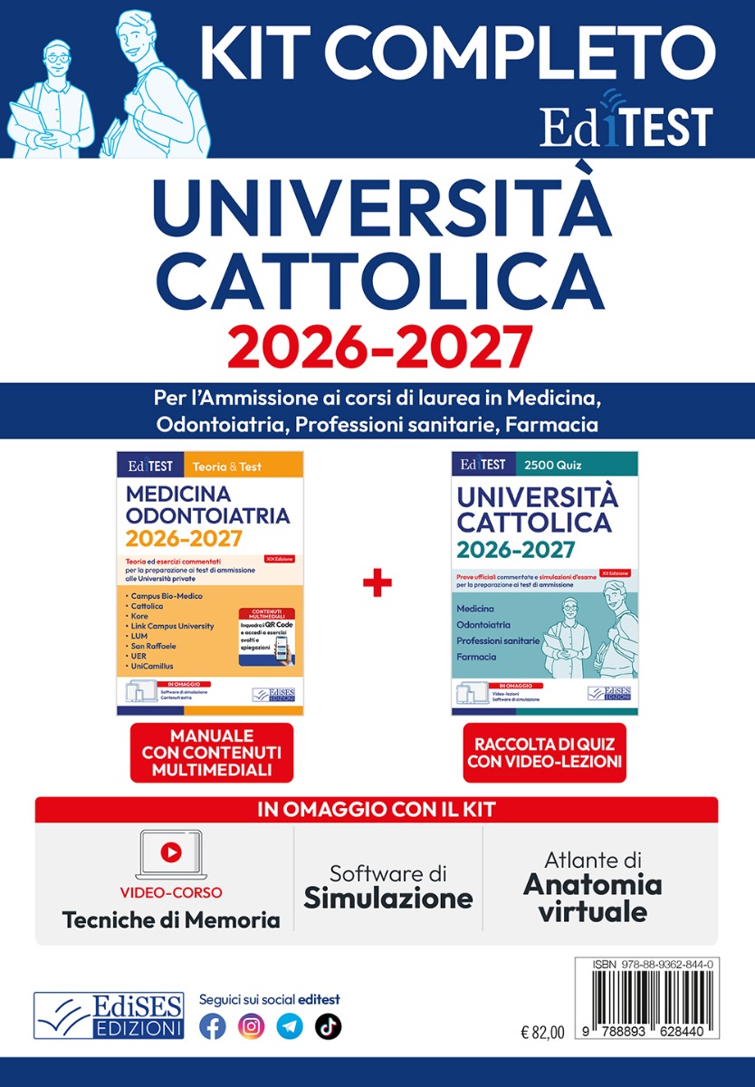 Test Cattolica 2026: kit completo per Medicina, Odontoiatria, Professioni Sanitarie e Farmacia