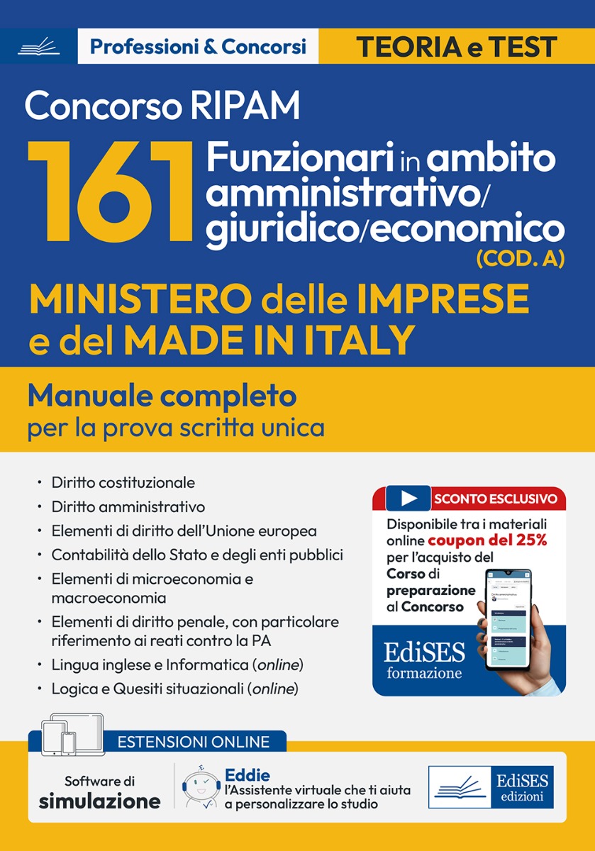 Concorso 161 Funzionari in ambito amministrativo/giuridico/economico Ministero delle Imprese e del Made in Italy