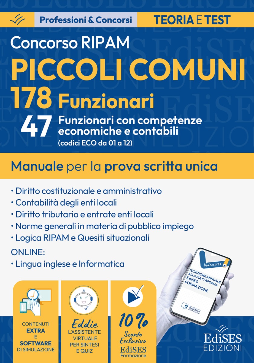 Concorso RIPAM Piccoli Comuni 178 Funzionari - 47 Funzionari con competenze economiche e contabili (codici ECO da 01 a 12)