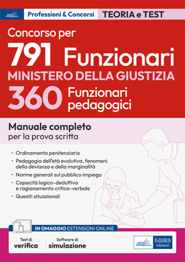 Concorso 791 posti al Ministero della Giustizia - Profilo 360 Funzionari Pedagogici