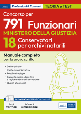 Concorso 791 posti al Ministero della Giustizia - Profilo 18 Conservatori