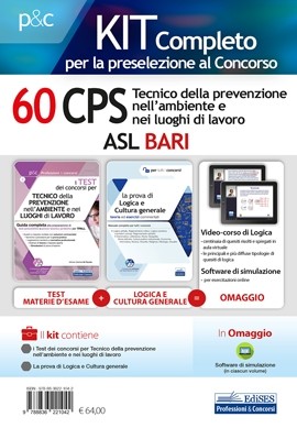 Kit Concorso 60 CPS Tecnico della prevenzione nell'ambiente e nei luoghi di lavoro ASL Bari