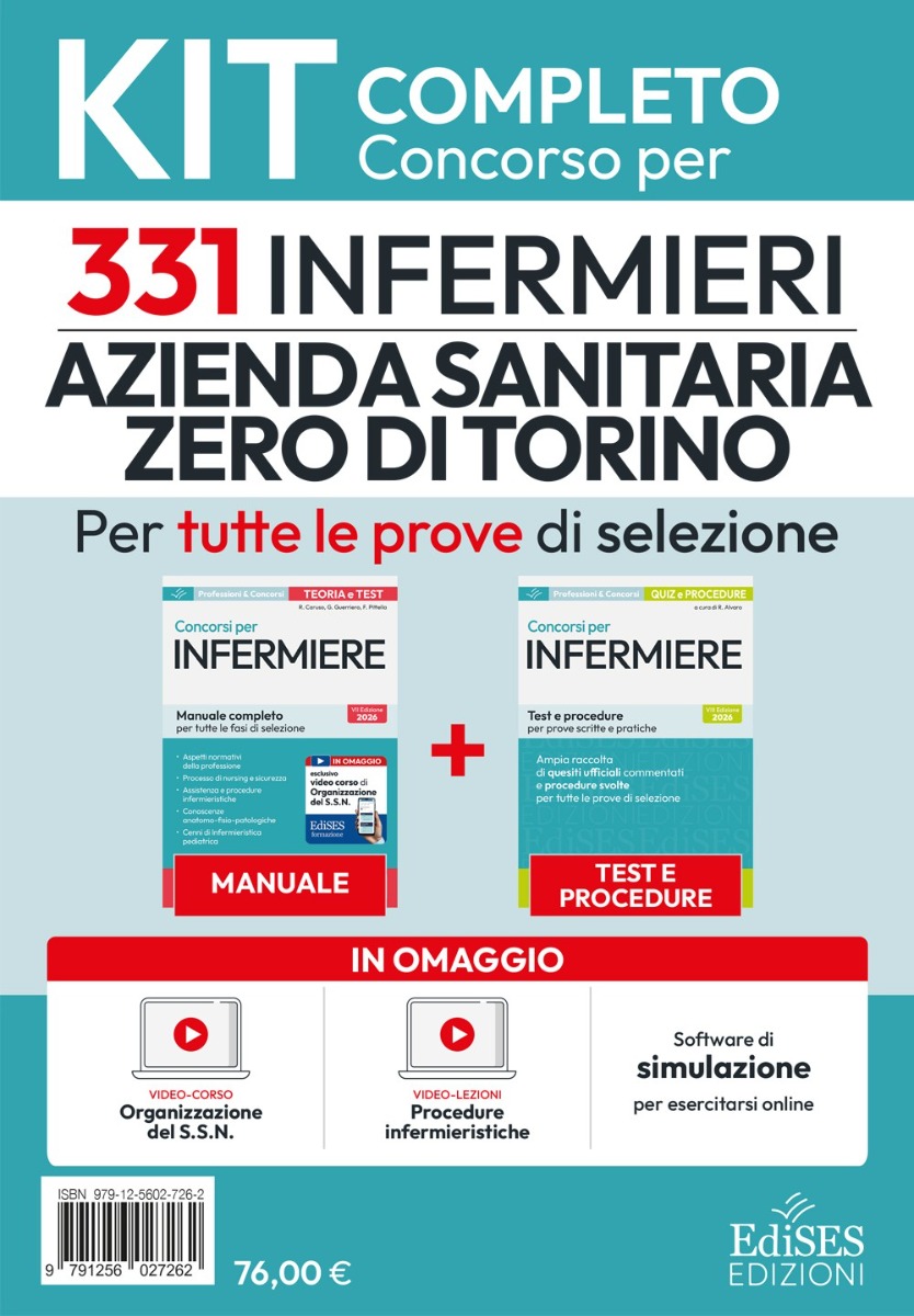 Kit Concorso 331 Infermieri Azienda Sanitaria Zero di Torino